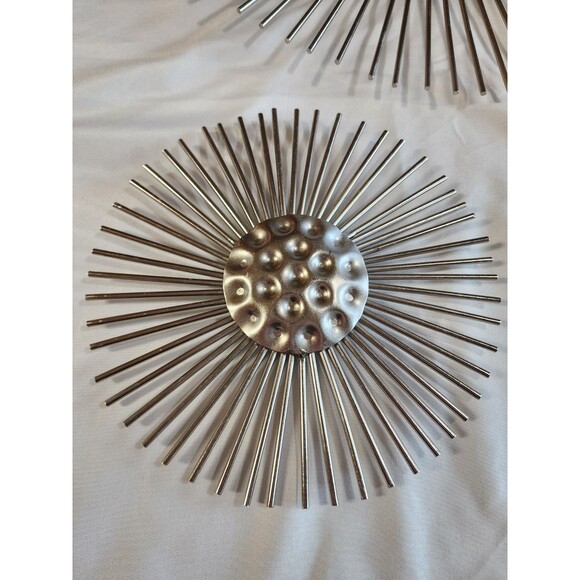 Set of 3 Metal Wall Art Home Decor Sola Silver Starburst Atomic MCM Style - Picture 2 of 9